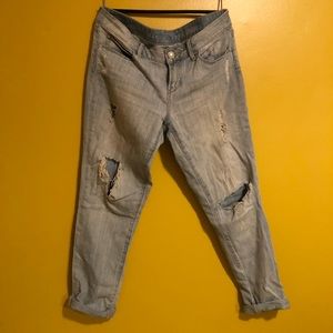 Distressed boyfriend jeans